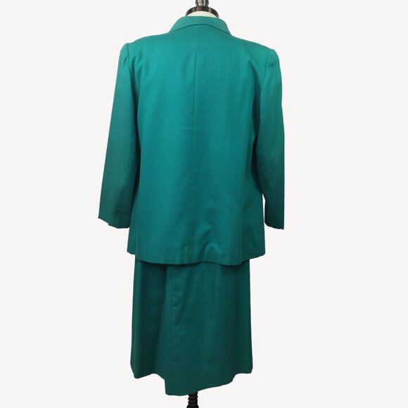 Vintage Fairfax & Kent Women Suit Set Skirt Jacket Teal Blue Work Office Size 18 - Picture 4 of 16